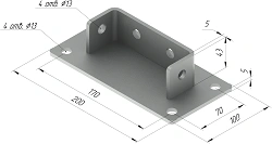 SM-F6 Support Bracket - 200x100x43mm, 5mm Thickness