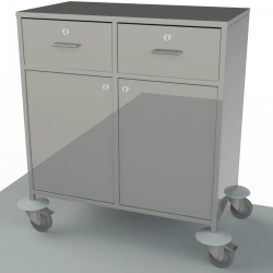 Mobile Anesthesiologist Table with Stainless Steel Top, Drawers, and Shelves SA-1