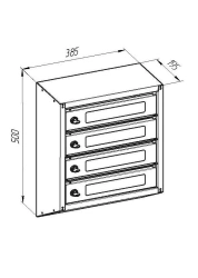 Metal Mailbox with Four Compartments and Acrylic Windows M-SW4