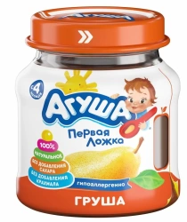 Homogenized Pear Puree "Agusha", 100g (Glass Jar)