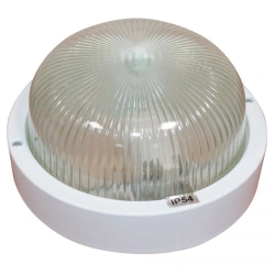 Banник" 1301 Small Round NPP 03-60-013 IP54 White Plastic GI Light Fixture