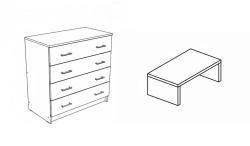 Dining and Living Room Furniture Set NM 03: Serving Table C 12, Commode K 01