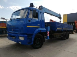 Cargo Platform with Crane Manipulator Installation 67064F on KAMAZ 5308 Chassis