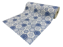 SHAHINTEX SILK PHOTOPRINT Cut-Out Runner Rug "Blue Mosaic" 118x1500