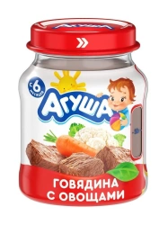 Beef and Vegetable Purée for Baby Food, Agusha, 100g