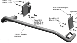 Rear Bumper Protection D57 Bracket + Fastening Kit, RIVAL for Hyundai Creta 2021-