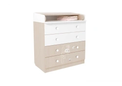 Polini Kids French Chest of Drawers 1270, Amis, White-Pastel Oak