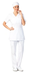 Women's V-Neck Blouse with Side Pockets and Short Sleeves Athena 3.802