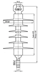 Insulator for Suspension with Ribbed Silicone Rubber PSKCr 120-3/0.6-PR-GU-2