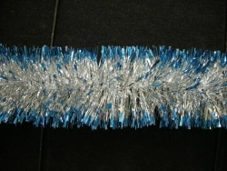 6-Layer Tinsel Garland, 2M Length, 7CM Diameter, Silver with Blue