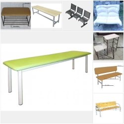 Metal Frame Bench with Plywood Seat and Backrest