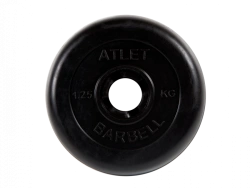 Rubber-Coated Weight Disc "Atlet", Black, 31 mm, 1.25 kg