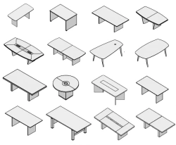 Office Conference Table with Wooden Frame - Multiple Series Available