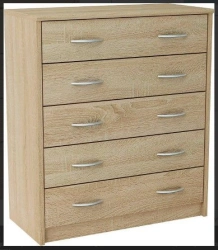 5-Drawer Chest of Drawers with Metal Handles