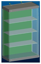 Wall Display Case with 3 Shelves 1300x600x2100 mm