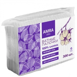 100% Cotton Swabs for Hygiene and Cosmetic Use AMRA Pack of 300