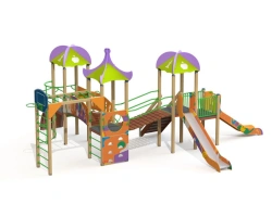 Children's Play Complex with 3 Towers, Height 1200-1500 mm, Graffiti Design