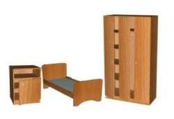Bedroom Furniture Set with Bed, Nightstand, and Wardrobe