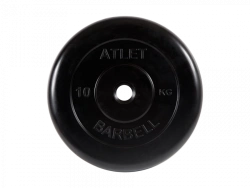 Rubber-Coated Weight Disc "Atlet", Black, 26 mm, 10 kg