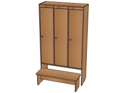 Three-Section Wardrobe with Bench - Model ШД14