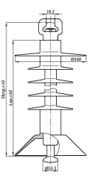 Insulator for Suspension with Ribbed Silicone Rubber Shell PSPKr 70-25/1.5-P-GP
