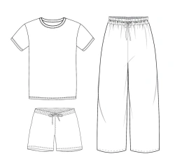 Comfortable 3-in-1 Ribbed Home Outfit with Shorts for Everyday Wear - Model 42132678