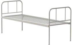 Metal Bed with Rectangular Headboards, Welded Mesh, K-2 Model