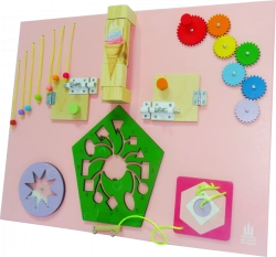 Wall-Mounted Pink Busy Board for Kids