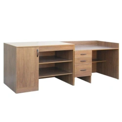 Demonstration Table with Storage and Shelves