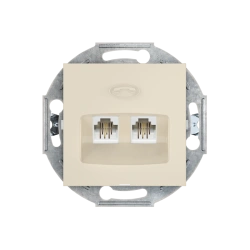 CADUCEUS ALING PRESTIGE Double Hidden Installation Telephone Socket 2xRJ12 6P2C Beige, Art. 6011.9