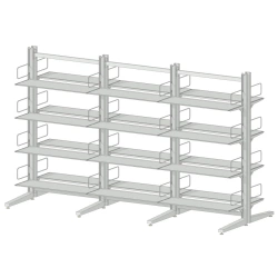 Double-Sided Metal Library Shelf for Documents 2760x1100x1730 mm