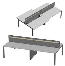 Ergonomic Office Desk with Storage and Cable Management, 4 Workstations