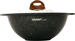 Non-Stick 3.5L Aluminum Plov Pot with Glass Lid - Kukmara Granit Ultra