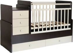 Fairy 1100 Convertible Baby Crib with Changing Table - Wenge-Beige, Code 0001033.5