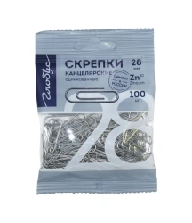 Zinc-Coated Paper Clips 28mm, 100 pcs with Euro Hanger