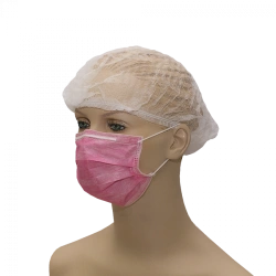 Non-Sterile Medical Mask from Non-Woven Materials "HEKSA" (Three-Layer, Burgundy, Elastic Bands)