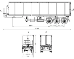 Three-Axle Dump Semi-Trailer AM9564-05S with CEYLAN AS-1210-225-ST-OV Axles, 12 Ton Capacity