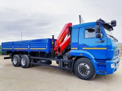 Cargo Platform Vehicle 4388F1-10 with Crane on KAMAZ 65117 Chassis