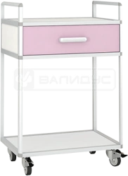 Rolling Side Table STKN with Shelf and Drawer