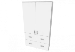 Two-Section Storage Cabinet with Mirrored Doors and 4 Drawers 1100x400x2000mm