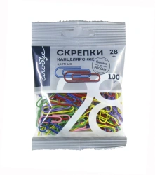Colored Metal Paper Clips 28mm, 100 pcs with Euro Hang Hole