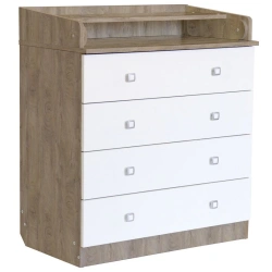 Fairy 1580 Gray Oak - White Changing Table and Chest of Drawers