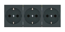 Triple Socket with Grounding, Caduceus Aling Mode, 16A, 250V, Anthracite, Art. 66513.A
