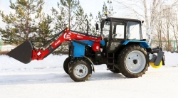 UDKM-2 Road and Utility Machinery on Belarus 82.1 Tractor with Loader and Brush