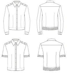 Women's Military Casual Shirt with Long Sleeves and Fitted Waist