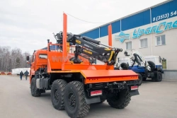 Forest Transport Vehicle UST 5453LB-01 with Crane: OMTL-70-01, OMTL-120-02, VM10L74 on KAMAZ Chassis 43118-A5