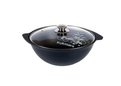 Cast Aluminum Pilaf Pot 3.5L with Non-Stick Coating by Kukmara, Glass Lid, Tradition Line