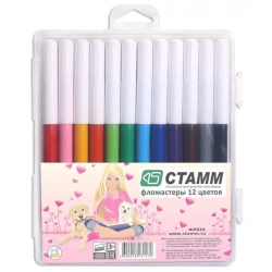 Washable Markers Set "Alice", 12 Colors, Plastic Case, Euro Hook