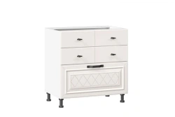 Marina LD.273160.000 Alabaster Kitchen Base Cabinet Facade Set with 3 Drawers