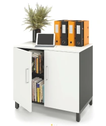 ZAMM Wardrobe (Swing Doors) with 2 Shelves, Metal Frame